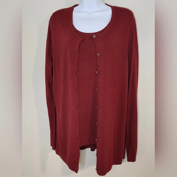 Coldwater Creek Terracotta Long‎ Sleeve Cardigan Set Women's M/L - Picture 1 of 11